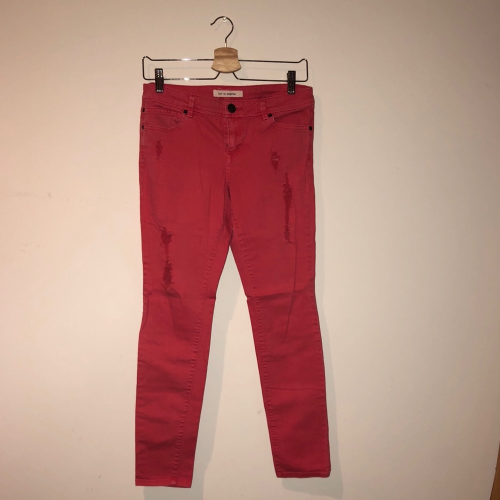 Coral Ripped Jeans